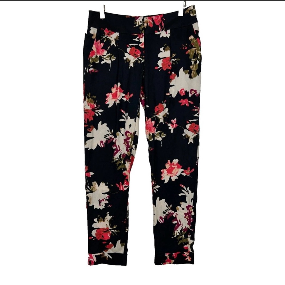LOFT Black and Red Floral Blouse